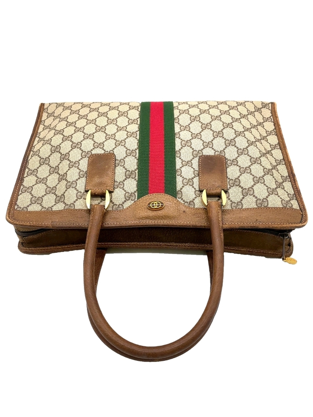 Gucci Brown GG Supreme Tote with Signature Web Stripe - Picture 3 of 16